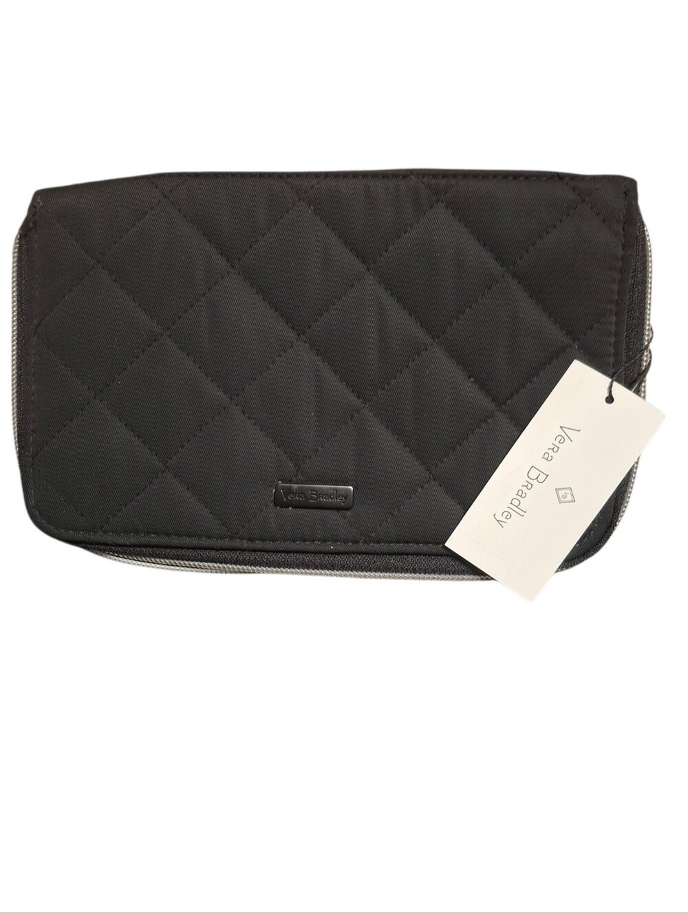 Vera Bradley RFID Black Quilted Zip Around Wristlet Travel Organizer NWT